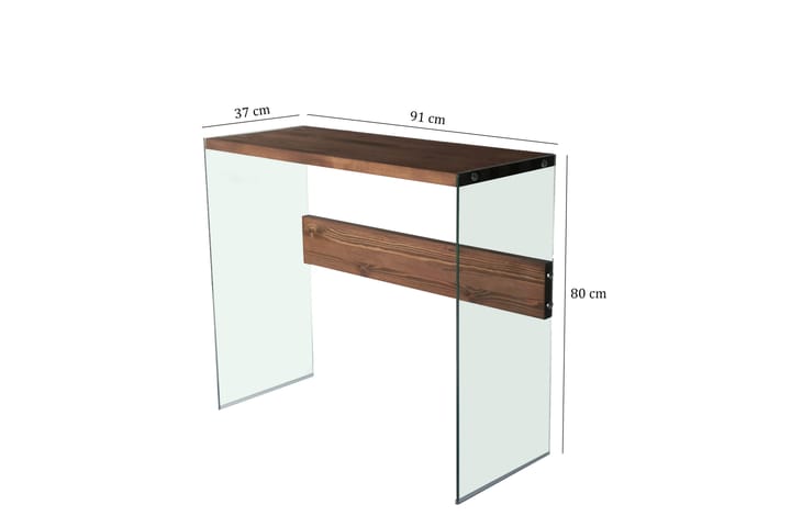 Sivupöytä Niagarania 91 cm - Tummanruskea/Karkaistu lasi - Tarjotinpöytä & pikkupöytä - Lamppupöytä