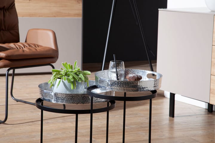 Sivupöytä Rachid 33 cm Pyöreä - Hopea - Tarjotinpöytä & pikkupöytä - Lamppupöytä