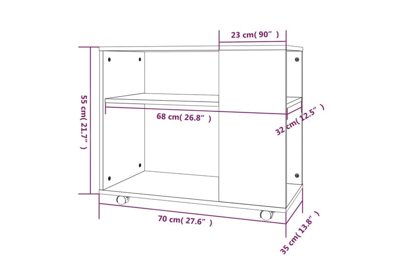 Sivupöytä ruskea tammi 70x35x55 cm tekninen puu - Ruskea - Huonekalut - Pöytä & ruokailuryhmä - Apupöytä & sivupöytä - Lamppupöytä