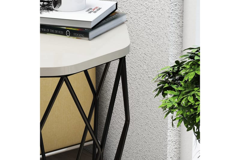 Sivupöytä Sofya Pyöreä 46 cm - Beige/Musta - Huonekalut - Pöytä & ruokailuryhmä - Apupöytä & sivupöytä - Lamppupöytä