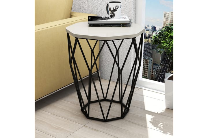 Sivupöytä Sofya Pyöreä 46 cm - Beige/Musta - Tarjotinpöytä & pikkupöytä - Lamppupöytä