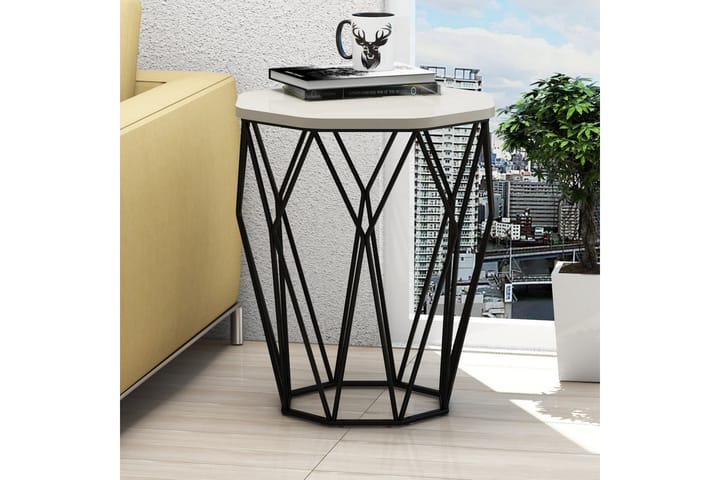 Sivupöytä Sofya Pyöreä 46 cm - Beige/Musta - Tarjotinpöytä & pikkupöytä - Lamppupöytä