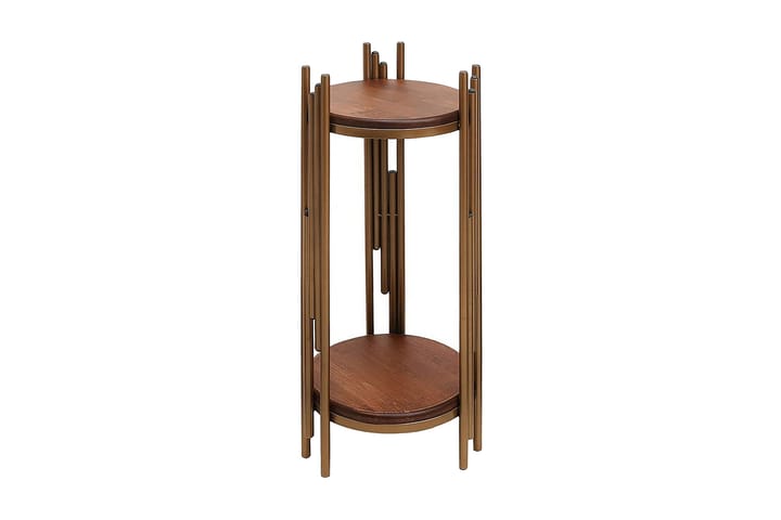 Sivupöytä Sonica 30x80x30 cm Pyöreä - Kulta/Ruskea - Tarjotinpöytä & pikkupöytä - Lamppupöytä
