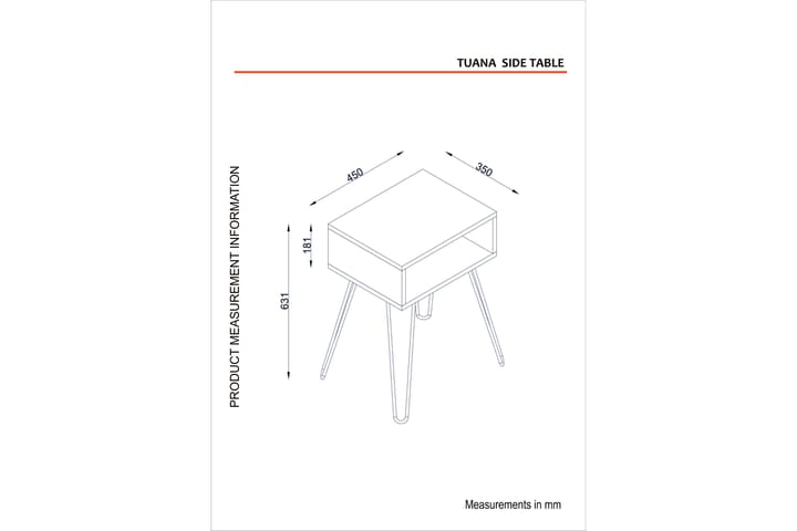 Sivupöytä Tessie 45 cm Säilytyksellä Hylly - Pähkinänruskea/Musta - Tarjotinpöytä & pikkupöytä - Lamppupöytä