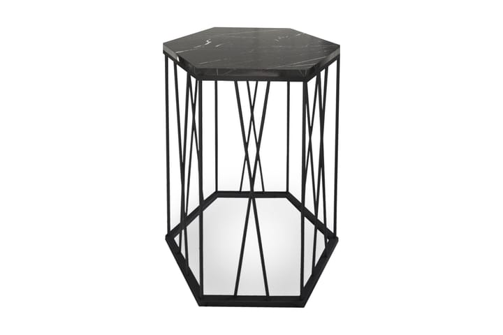 Sivupöytä Ubbeboda 40 cm Kuusikulmainen - Musta Marmorikuvio - Tarjotinpöytä & pikkupöytä - Lamppupöytä