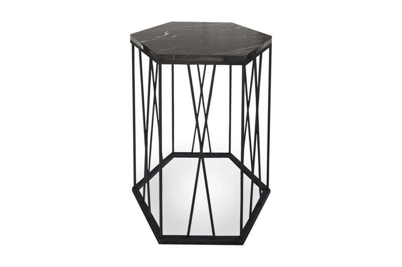 Sivupöytä Ubbeboda 40 cm Kuusikulmainen - Musta Marmorikuvio - Huonekalut - Pöytä & ruokailuryhmä - Apupöytä & sivupöytä - Lamppupöytä