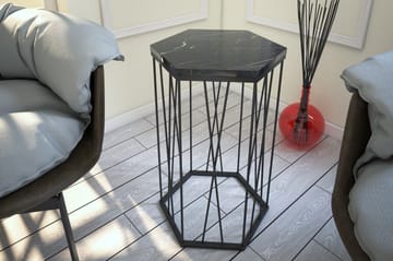 Sivupöytä Ubbeboda 40 cm Kuusikulmainen - Musta Marmorikuvio - Huonekalut - Pöytä & ruokailuryhmä - Apupöytä & sivupöytä - Lamppupöytä