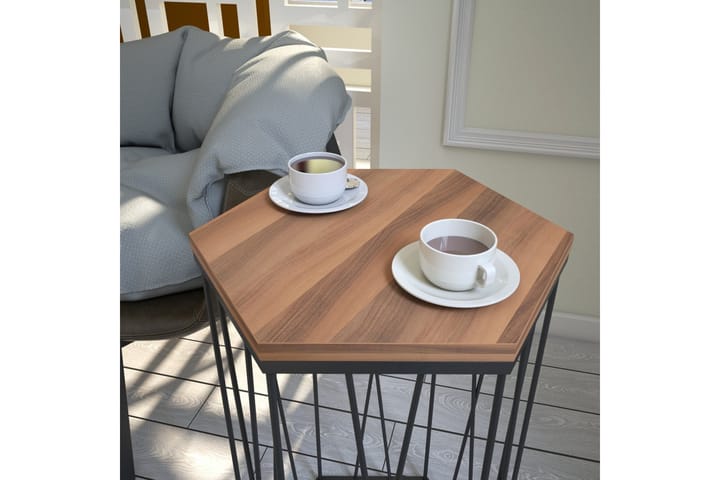 Sivupöytä Ubbeboda 40 cm Kuusikulmainen - Ruskea/Musta - Tarjotinpöytä & pikkupöytä - Lamppupöytä