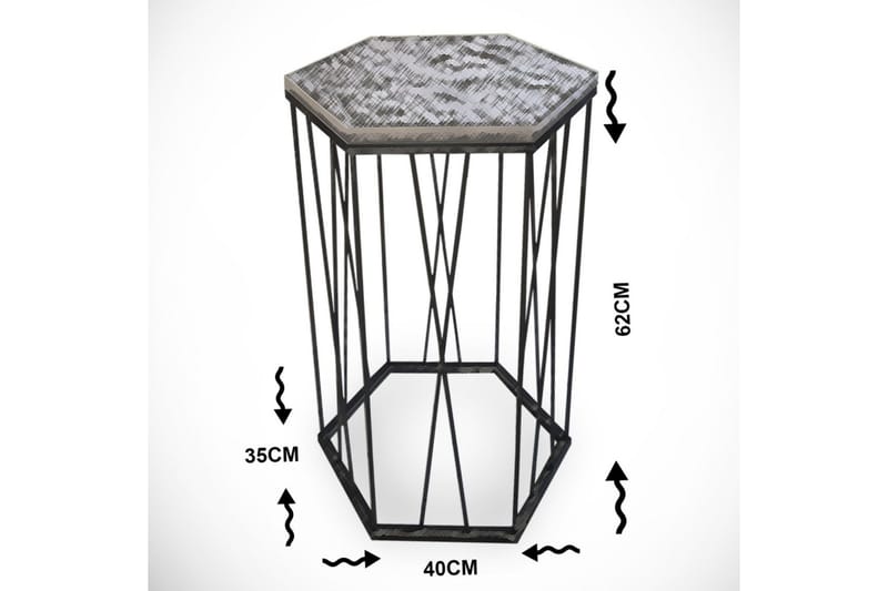 Sivupöytä Ubbeboda 40 cm Kuusikulmainen - Ruskea/Musta - Tarjotinpöytä & pikkupöytä - Lamppupöytä