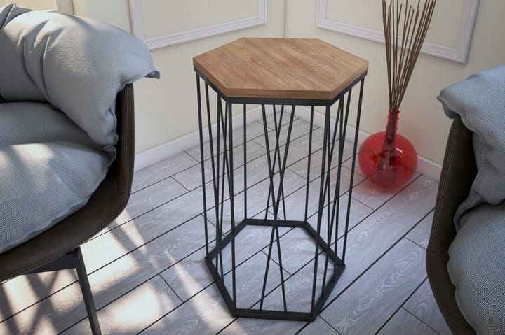 Sivupöytä Ubbeboda 40 cm Kuusikulmainen - Vaaleanruskea/Musta - Tarjotinpöytä & pikkupöytä - Lamppupöytä
