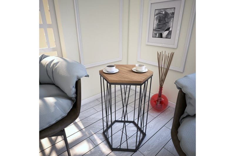 Sivupöytä Ubbeboda 40 cm Kuusikulmainen - Vaaleanruskea/Musta - Huonekalut - Pöytä & ruokailuryhmä - Apupöytä & sivupöytä - Lamppupöytä