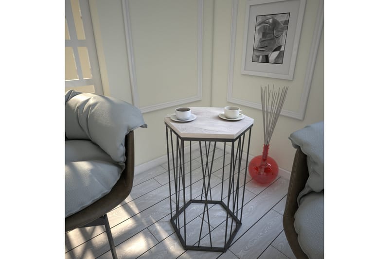 Sivupöytä Ubbeboda 40 cm Kuusikulmainen - Valkoinen/Musta - Huonekalut - Pöytä & ruokailuryhmä - Apupöytä & sivupöytä - Lamppupöytä