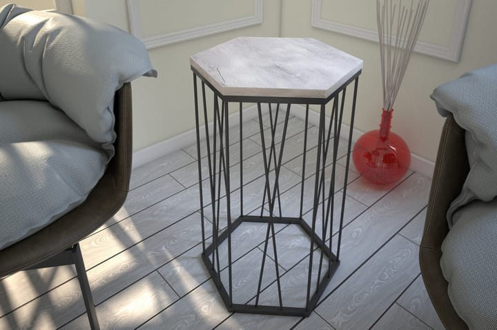 Sivupöytä Ubbeboda 40 cm Kuusikulmainen - Valkoinen/Musta - Tarjotinpöytä & pikkupöytä - Lamppupöytä