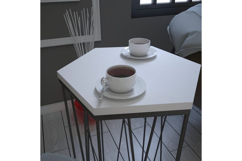 Sivupöytä Ubbeboda 40 cm Kuusikulmainen - Valkoinen/Musta - Huonekalut - Pöytä & ruokailuryhmä - Apupöytä & sivupöytä - Lamppupöytä