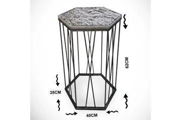 Sivupöytä Ubbeboda 40 cm Kuusikulmainen - Valkoinen/Musta - Huonekalut - Pöytä & ruokailuryhmä - Apupöytä & sivupöytä - Lamppupöytä