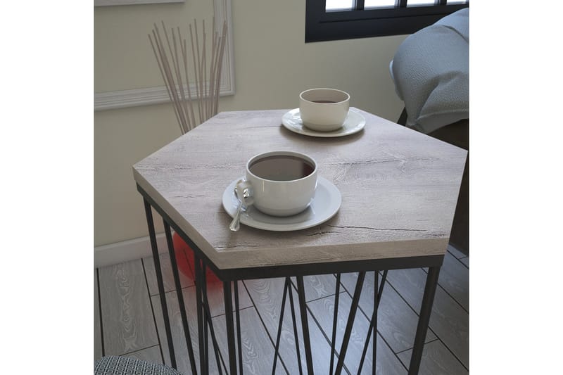 Sivupöytä Ubbeboda 40 cm Kuusikulmainen - Valkoinen/Musta - Huonekalut - Pöytä & ruokailuryhmä - Apupöytä & sivupöytä - Lamppupöytä