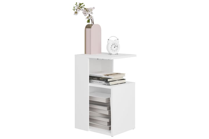 Sivupöytä valkoinen 36x30x56 cm lastulevy - Lamppupöytä - Tarjotinpöytä & pikkupöytä