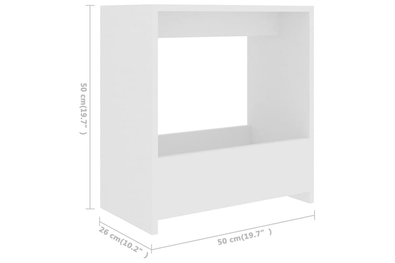 Sivupöytä valkoinen 50x26x50 cm lastulevy - Huonekalut - Pöytä & ruokailuryhmä - Apupöytä & sivupöytä - Lamppupöytä