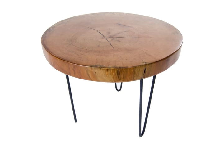 Sivupöytä Vernetta 76 cm Pyöreä - Pähkinä/Musta - Tarjotinpöytä & pikkupöytä - Lamppupöytä