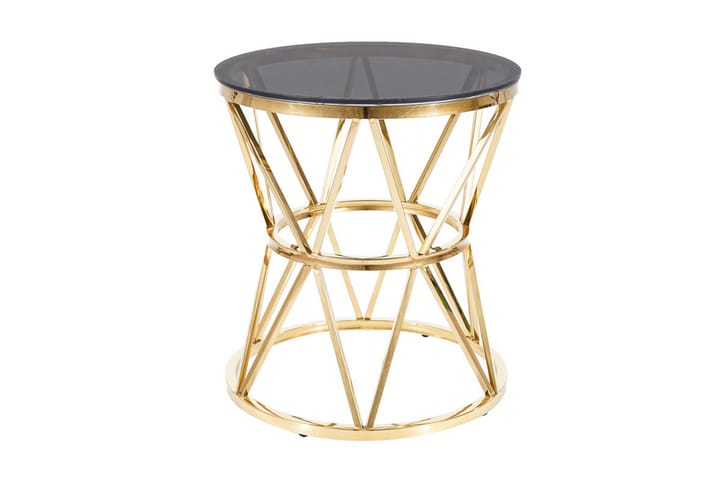 Sivupöytä Woodhull 50 cm Pyöreä - Savulasi/Kulta - Lamppupöytä - Tarjotinpöytä & pikkupöytä