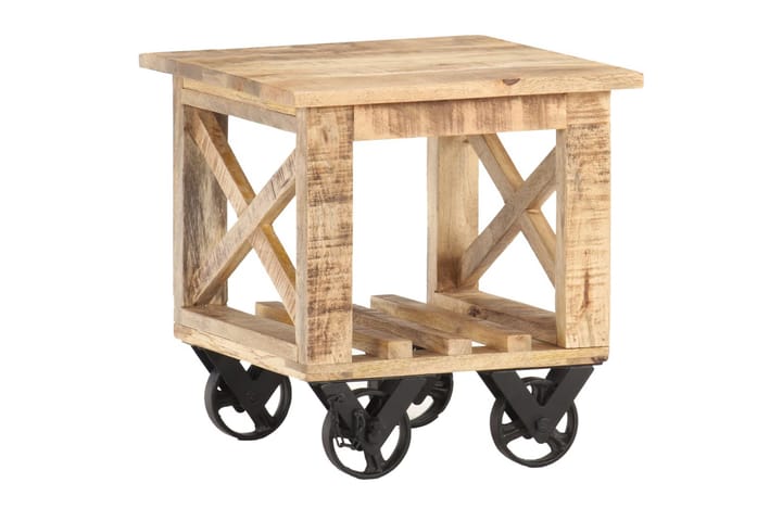 Sivupöytä pyörillä 40x40x42 cm Mangopuu - Ruskea - Tarjotinpöytä & pikkupöytä - Lamppupöytä