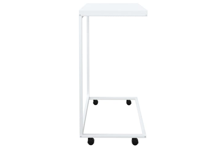 Sivupöytä pyörillä valkoinen 55x35x70 cm tekninen puu - Valkoinen - Tarjotinpöytä & pikkupöytä - Lamppupöytä
