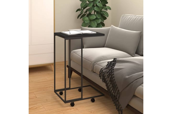 Sivupöytä pyörillä musta 40x30x63,5 cm tekninen puu - Musta - Tarjotinpöytä & pikkupöytä - Lamppupöytä