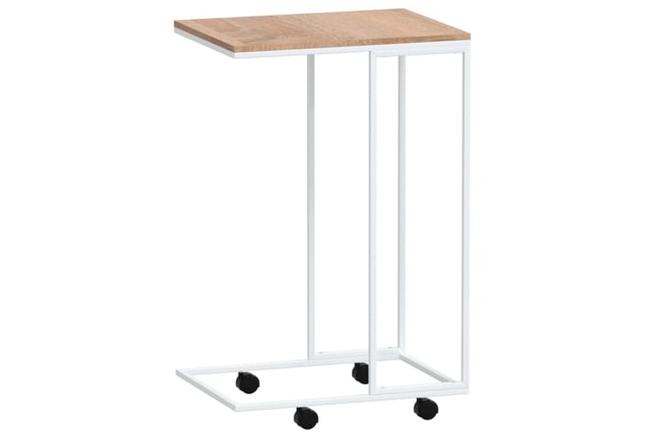 Sivupöytä pyörillä valkoinen 40x30x63,5 cm tekninen puu - Valkoinen - Tarjotinpöytä & pikkupöytä - Lamppupöytä