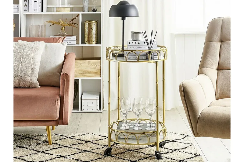 Tarjoiluvaunu Chinati 48 cm - Kulta - Huonekalut - Pöytä & ruokailuryhmä - Apupöytä & sivupöytä - Lamppupöytä