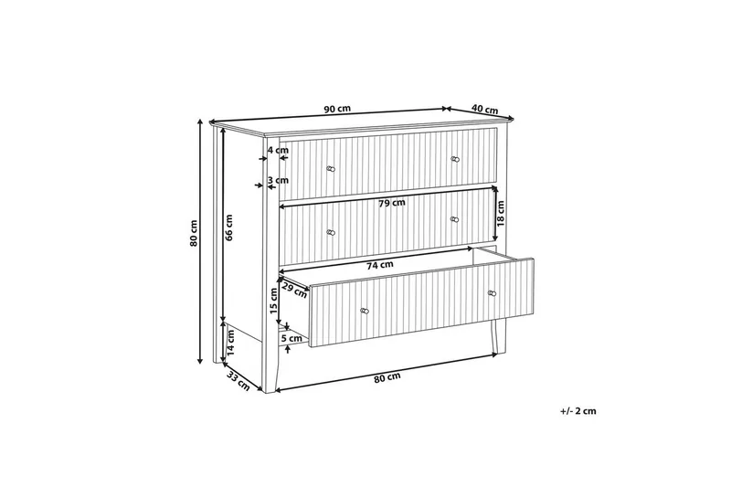 Lipasto Assisi kolmella laatikolla - Säilytys - Säilytyskalusteet - Lipasto