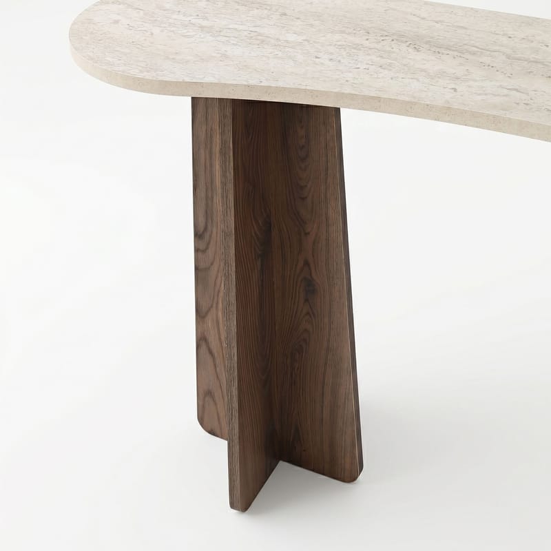 Lipasto Homitis Zen (120 x 75 x 35 cm) Travertiini, pähkinä - Travertiini ja pähkinä - Huonekalut - Pöytä & ruokailuryhmä - Apupöytä & sivupöytä - Tarjotinpöytä & pikkupöytä