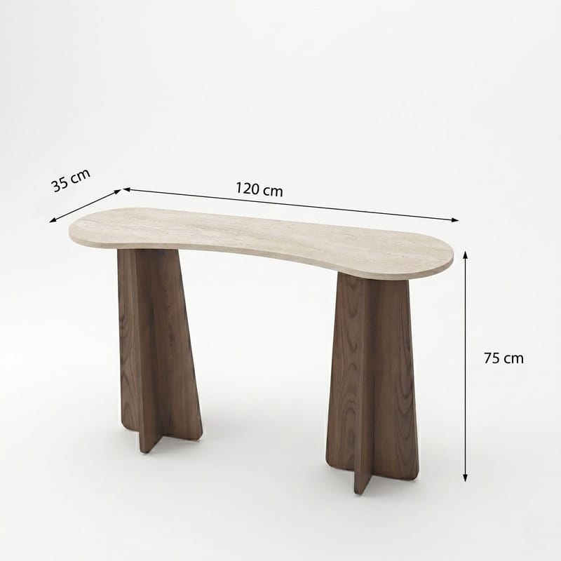 Lipasto Homitis Zen (120 x 75 x 35 cm) Travertiini, pähkinä - Travertiini ja pähkinä - Huonekalut - Pöytä & ruokailuryhmä - Apupöytä & sivupöytä - Tarjotinpöytä & pikkupöytä
