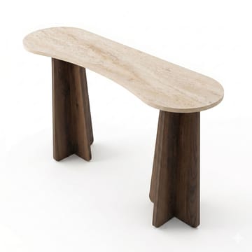 Lipasto Homitis Zen (120 x 75 x 35 cm) Travertiini, pähkinä - Travertiini ja pähkinä - Huonekalut - Pöytä & ruokailuryhmä - Apupöytä & sivupöytä - Tarjotinpöytä & pikkupöytä