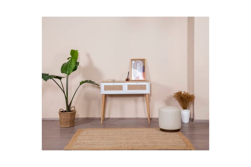 Lipasto Jatinder valkoinen / tammi - Valkoisenvärinen puu/Keskisävyinen puu - Huonekalut - Pöytä & ruokailuryhmä - Apupöytä & sivupöytä - Tarjotinpöytä & pikkupöytä