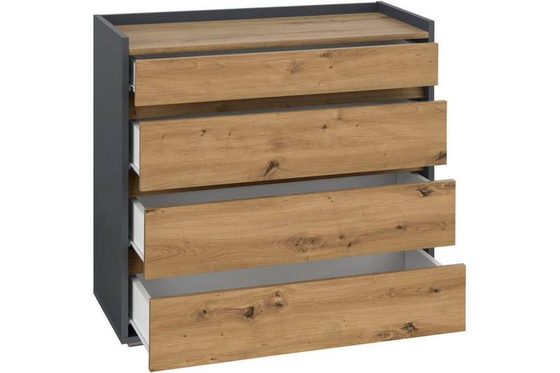 Lipasto Kosmo Antrasiitti/Tammi, 4 laatikkoa - Antrasiitti/Tammi, 4 laatikkoa - Säilytys - Säilytyskalusteet - Lipasto