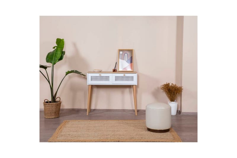 Lipasto Mjudi valkoinen / tammi - Valkoinen/Vaaleanvärinen puu - Huonekalut - Pöytä & ruokailuryhmä - Apupöytä & sivupöytä - Konsolipöytä