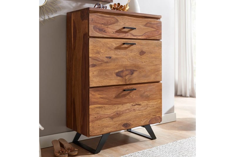 Lipasto Wohnling Täyspuuta, jossa 5 laatikkoa, epäsäännöllinen reuna, maalaismainen - Säilytys - Säilytyskalusteet - Lipasto