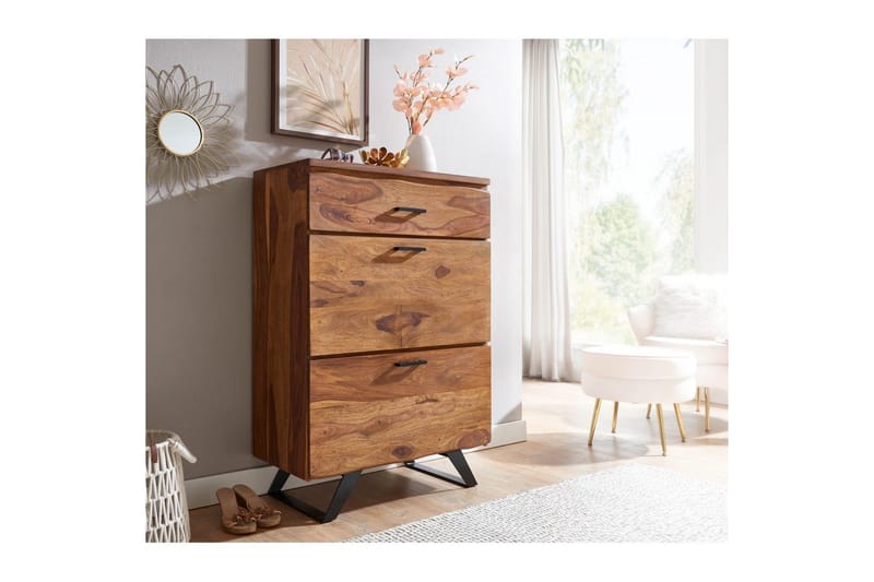 Lipasto Wohnling Täyspuuta, jossa 5 laatikkoa, epäsäännöllinen reuna, maalaismainen - Säilytys - Säilytyskalusteet - Lipasto