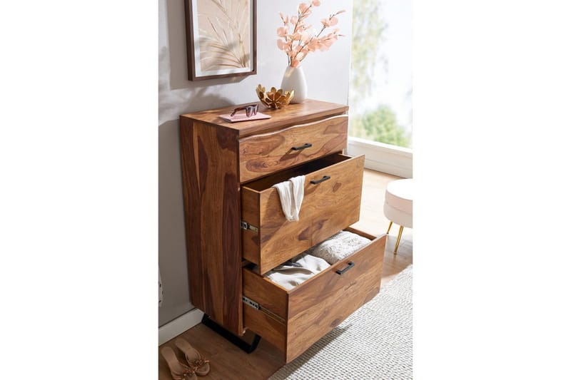 Lipasto Wohnling Täyspuuta, jossa 5 laatikkoa, epäsäännöllinen reuna, maalaismainen - Säilytys - Säilytyskalusteet - Lipasto