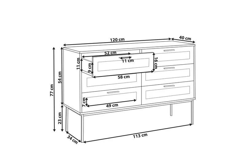 Lipasto Pasco, 6 laatikkoa - Säilytys - Säilytyskalusteet - Lipasto