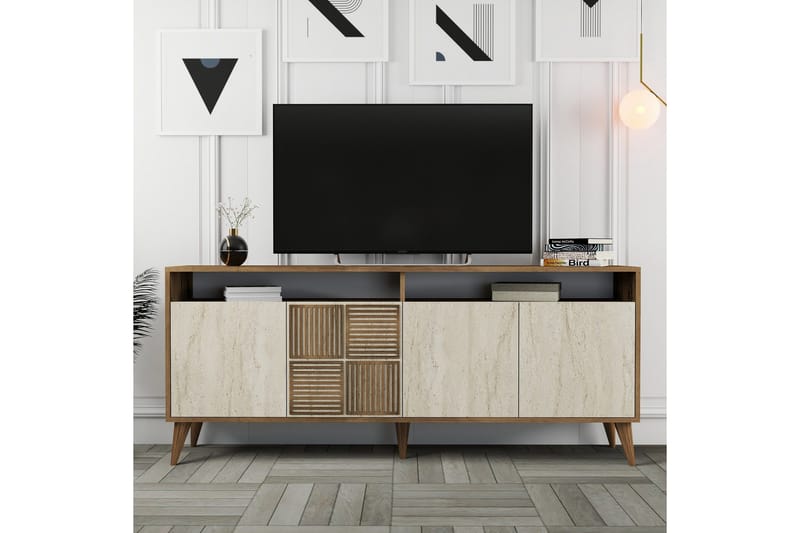 Lissione Konsolipöytä 180 cm - Pähkinäpuu/Beige - Huonekalut - Pöytä & ruokailuryhmä - Apupöytä & sivupöytä - Konsolipöytä