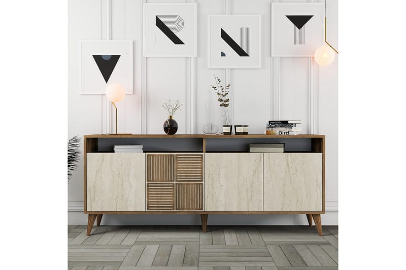 Lissione Konsolipöytä 180 cm - Pähkinäpuu/Beige - Huonekalut - Pöytä & ruokailuryhmä - Apupöytä & sivupöytä - Konsolipöytä