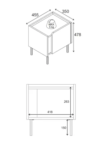 Lomar yöpöytä 45,5x47,8x35 cm - Luonnontammi hiekkakivi - Huonekalut - Pöytä & ruokailuryhmä - Apupöytä & sivupöytä - Yöpöytä