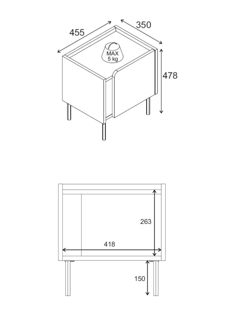 Lomar yöpöytä 45,5x47,8x35 cm - Luonnontammi hiekkakivi - Huonekalut - Pöytä & ruokailuryhmä - Apupöytä & sivupöytä - Yöpöytä