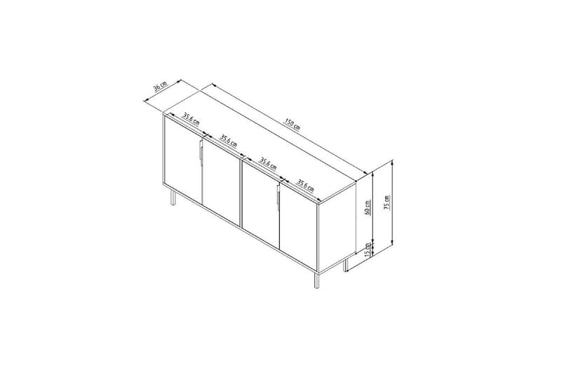 Lorien Konsolipöytä 150 cm - Valkoinen/Tammi - Huonekalut - Pöytä & ruokailuryhmä - Apupöytä & sivupöytä - Konsolipöytä
