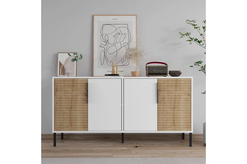 Lorien Konsolipöytä 150 cm - Valkoinen/Tammi - Huonekalut - Pöytä & ruokailuryhmä - Apupöytä & sivupöytä - Konsolipöytä