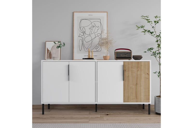 Lorien Konsolipöytä 150 cm - Valkoinen/Tammi - Huonekalut - Pöytä & ruokailuryhmä - Apupöytä & sivupöytä - Konsolipöytä