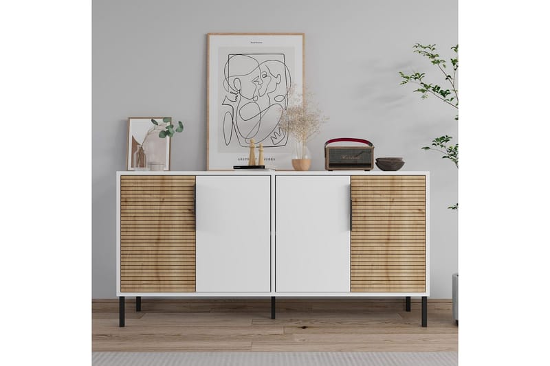 Lorien Konsolipöytä 150 cm - Valkoinen/Tammi - Huonekalut - Pöytä & ruokailuryhmä - Apupöytä & sivupöytä - Konsolipöytä