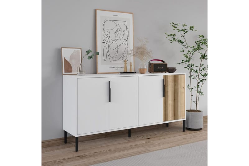 Lorien Konsolipöytä 150 cm - Valkoinen/Tammi - Huonekalut - Pöytä & ruokailuryhmä - Apupöytä & sivupöytä - Konsolipöytä