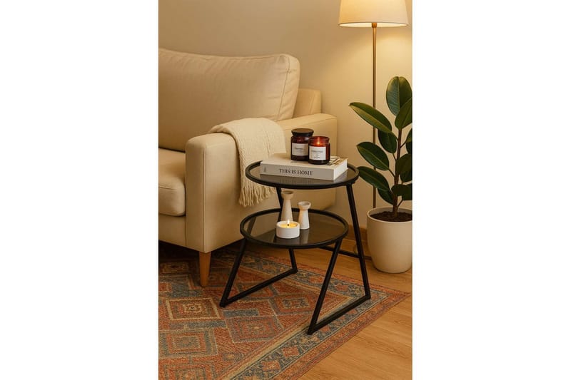 Lorigulla Sivupöytä 42x42 cm - Musta/Harmaa - Huonekalut - Pöytä & ruokailuryhmä - Apupöytä & sivupöytä - Tarjotinpöytä & pikkupöytä